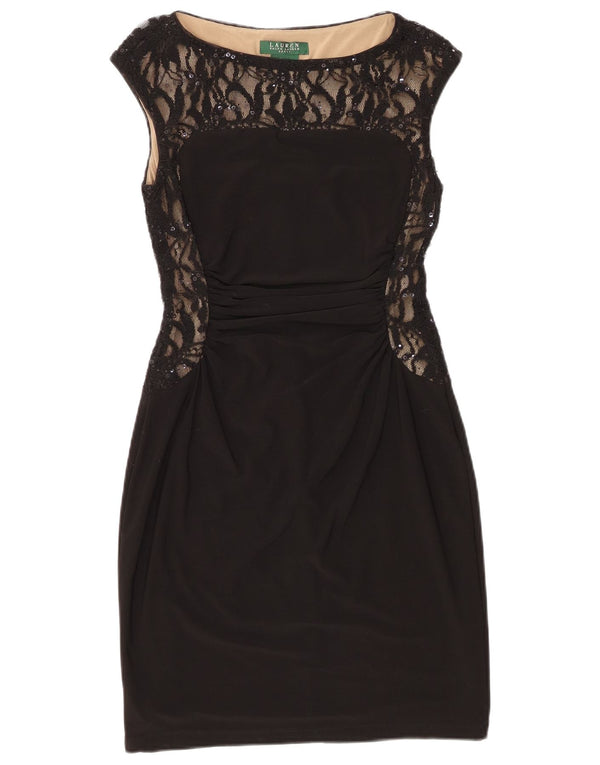 Ralph Lauren Womens Sleeveless Sheath Dress US 6 Medium Black Floral