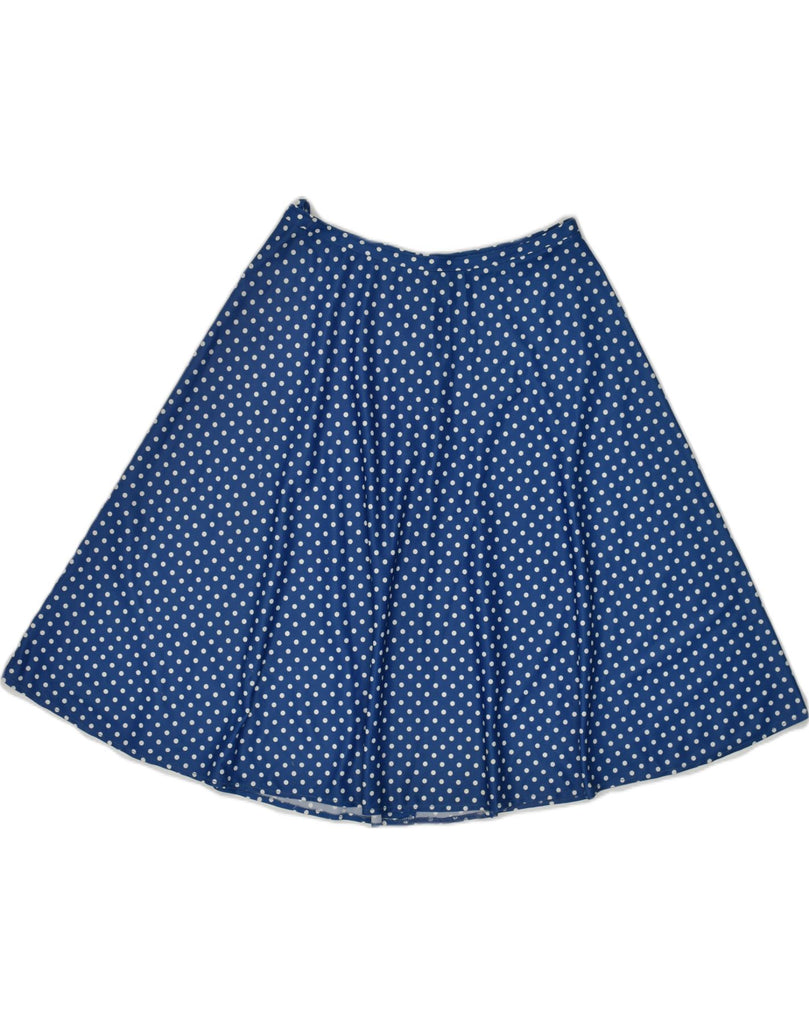 VINTAGE Womens A-Line Skirt W30 Medium Blue Polka Dot Polyester | Vintage Vintage | Thrift | Second-Hand Vintage | Used Clothing | Messina Hembry 