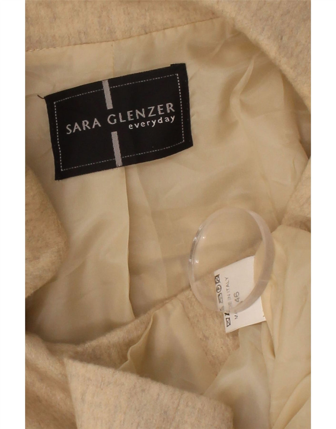 SARA GLENZER Womens Blazer Jacket IT 46 Large Beige Wool Vintage Sara Glenzer and Second-Hand Sara Glenzer from Messina Hembry 