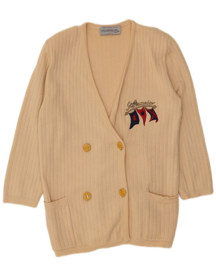 St. Germain Womens Graphic Longline Cardigan Sweater IT 48 XL Beige Wool