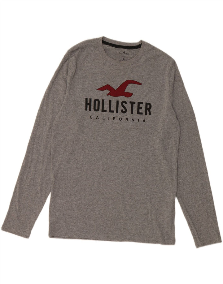 Hollister Mens Graphic Top Long Sleeve Medium Grey Cotton