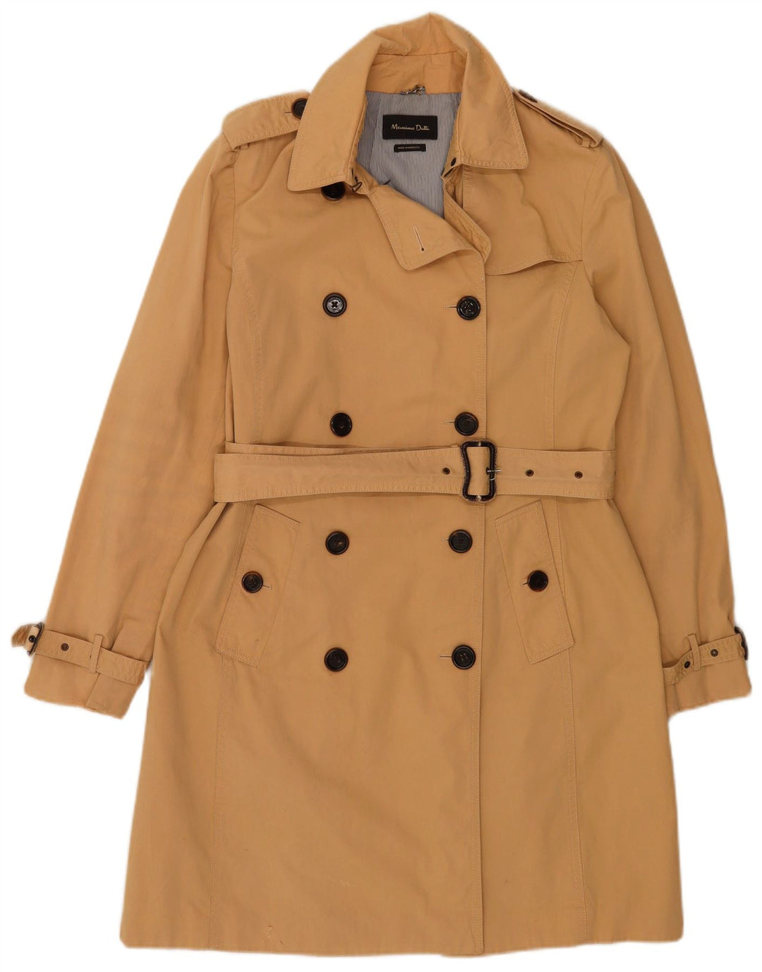 Massimo Dutti Womens Trench Coat UK 14 Large Beige Cotton