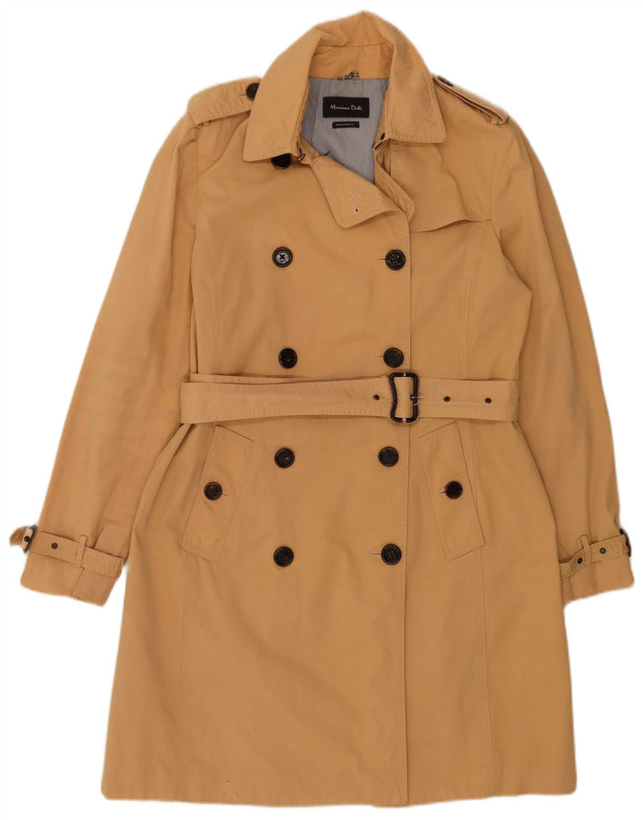 Massimo Dutti Womens Trench Coat UK 14 Large Beige Cotton