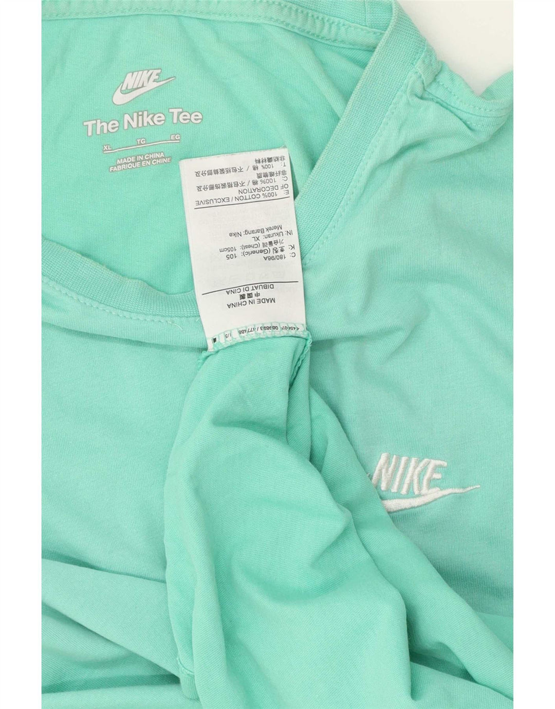 Nike Mens T-Shirt Top XL Turquoise Cotton