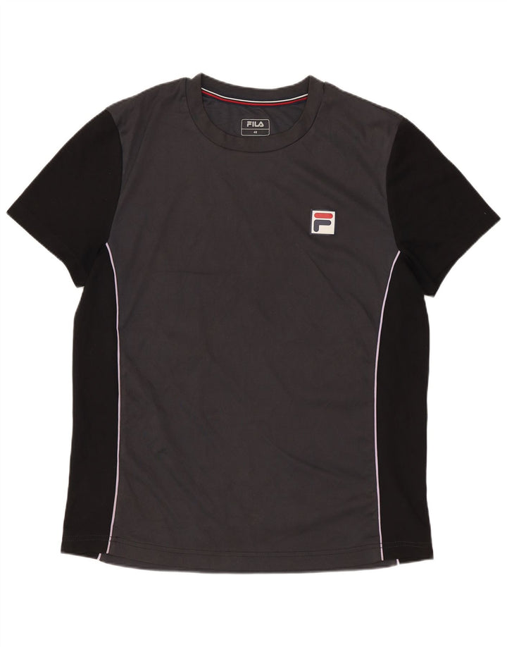 FILA Mens T-Shirt Top IT 48 Medium Grey Colourblock Polyester