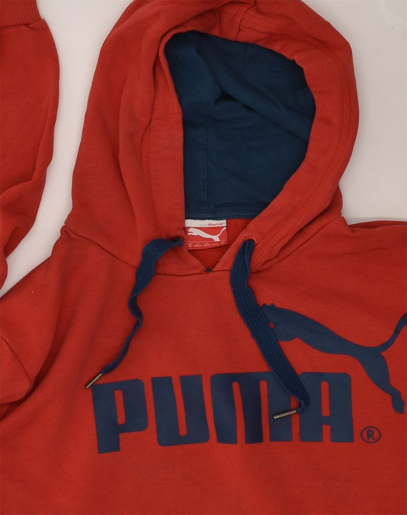 PUMA Mens Graphic Hoodie Jumper Medium Red Cotton | Vintage Puma | Thrift | Second-Hand Puma | Used Clothing | Messina Hembry 