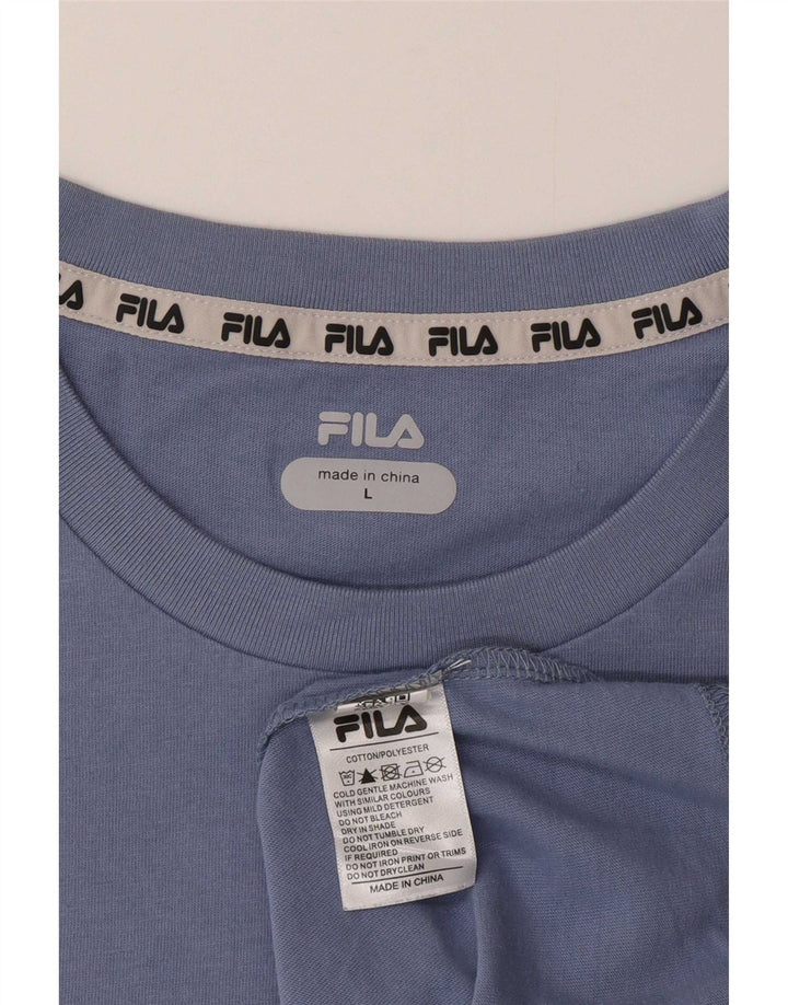 Fila Mens Graphic T-Shirt Top Large Blue Cotton
