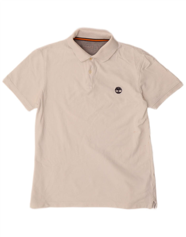 Timberland Mens Slim Fit Polo Shirt Small White Cotton