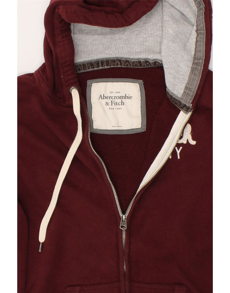 ABERCROMBIE & FITCH Womens Graphic Zip Hoodie Sweater UK 14 Large Maroon | Vintage Abercrombie & Fitch | Thrift | Second-Hand Abercrombie & Fitch | Used Clothing | Messina Hembry 