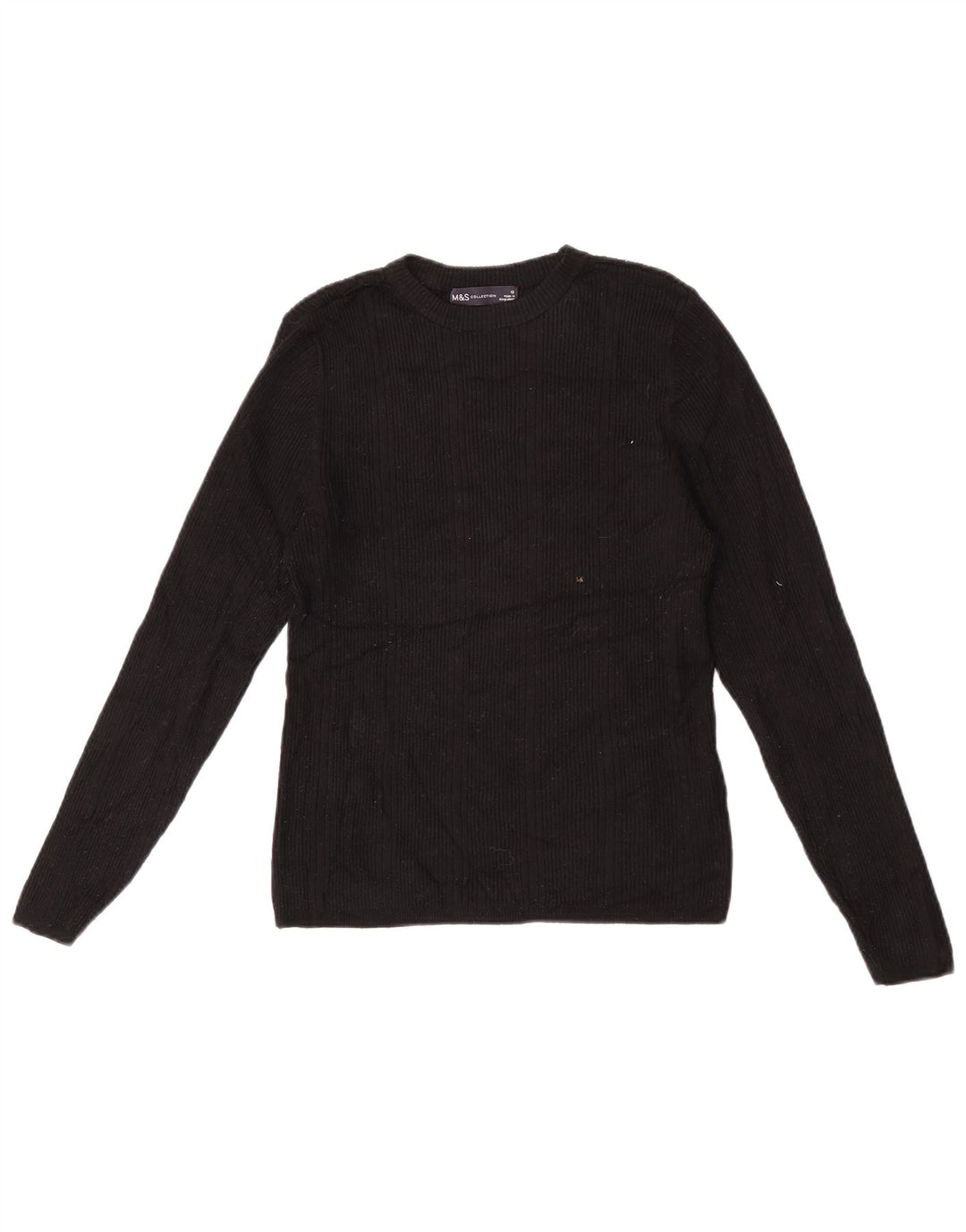 Marks & Spencer Womens Boat Neck Jumper Sweater UK 12 Medium  Black Viscose