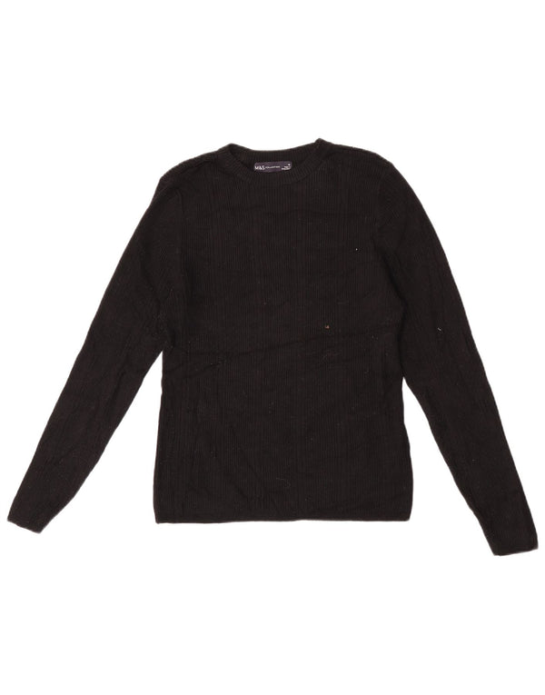 Marks & Spencer Womens Boat Neck Jumper Sweater UK 12 Medium  Black Viscose