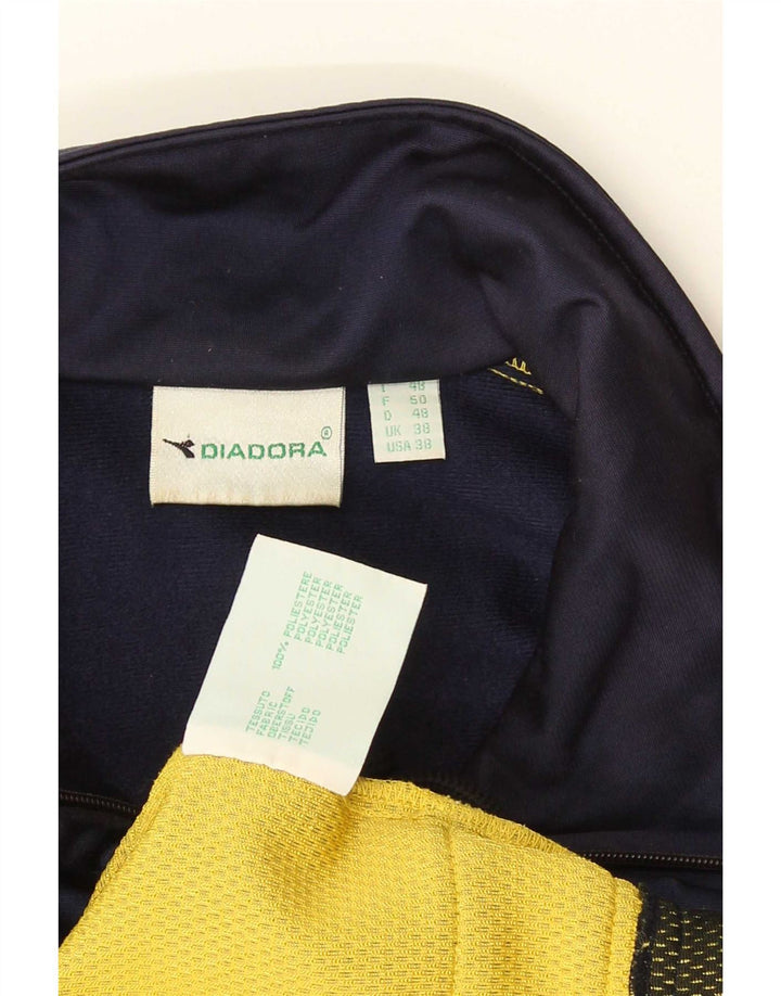 Diadora Mens Tracksuit Top Jacket UK 38 Medium Navy Blue Colourblock