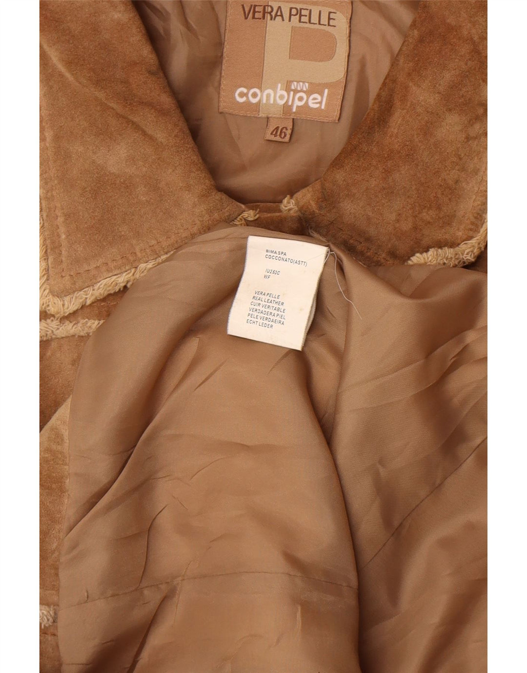 Conbipel Womens Suede Jacket IT 46 Large Brown Leather