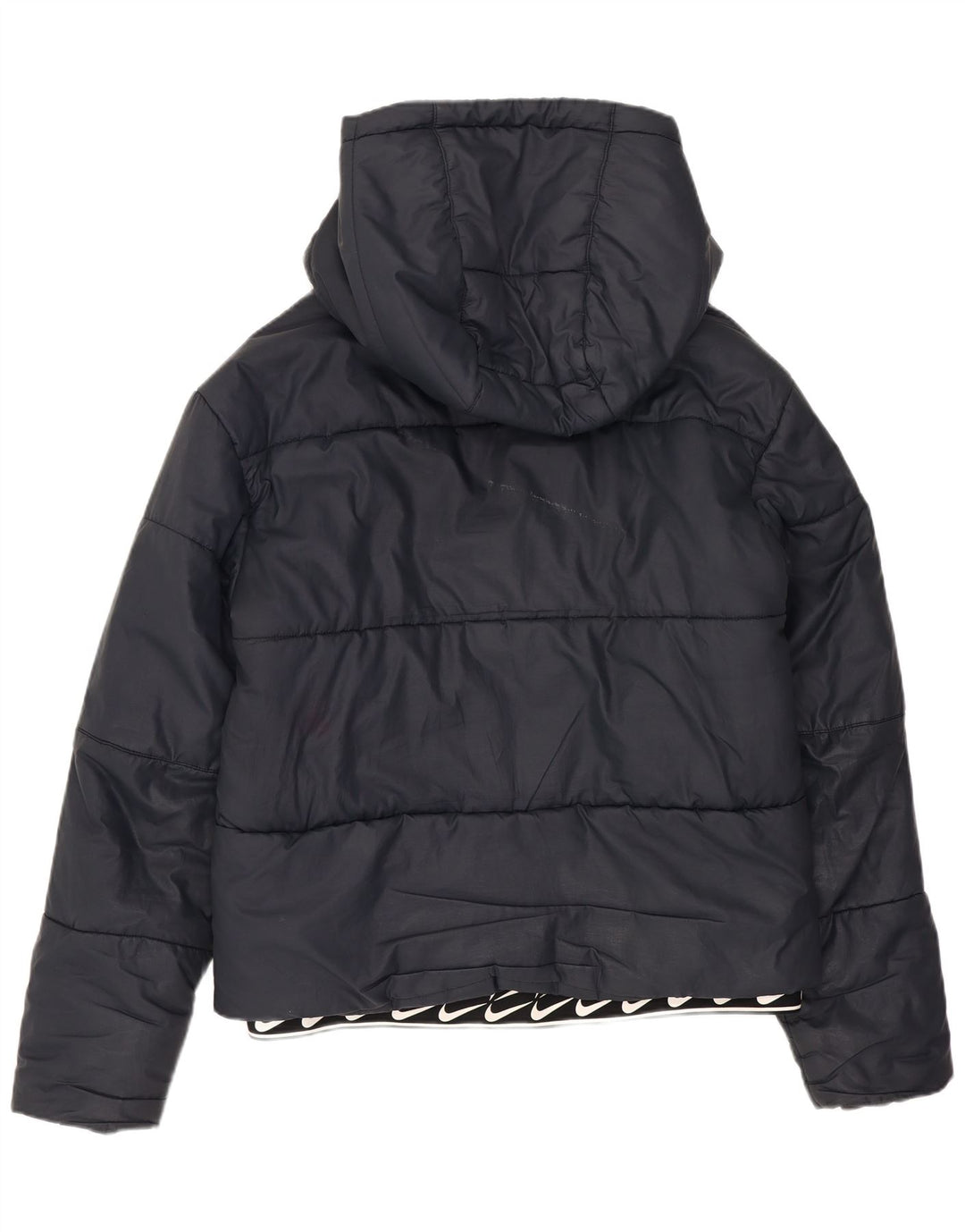 Nike Womens Hooded Padded Jacket UK 10 Small Black Polyester