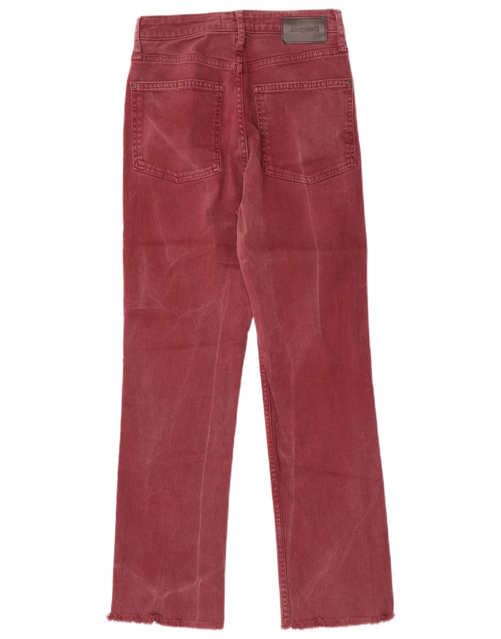 DESIGUAL Womens High Rise Straight Jeans EU 36 Small W26 L27 Maroon Cotton