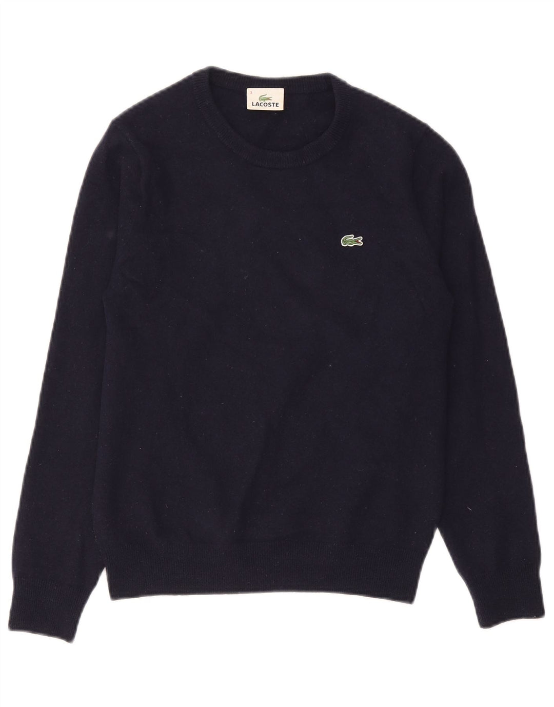 Lacoste Mens Crew Neck Jumper Sweater Size 3 Small Navy Blue New Wool