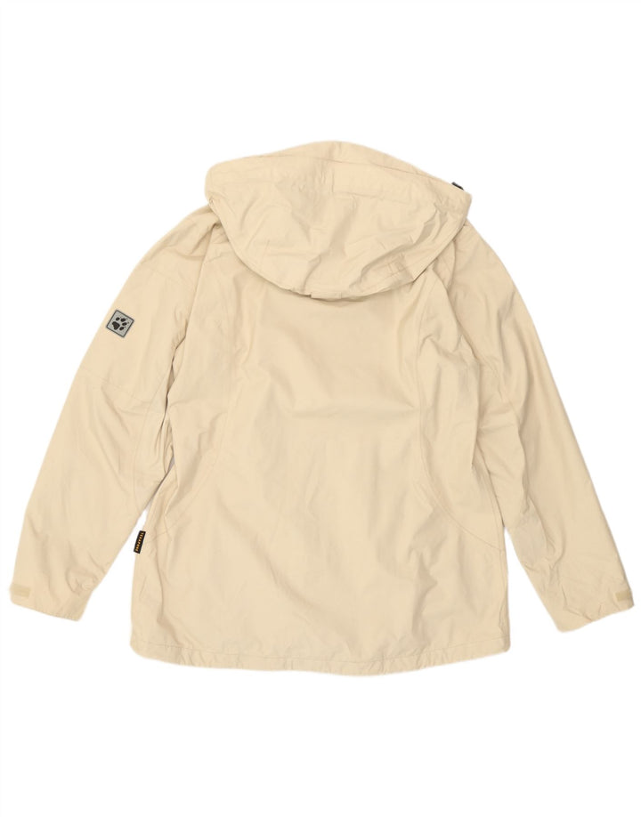 Jack Wolfskin Womens Hooded Rain Jacket UK 16 Large  Off White Polyamide