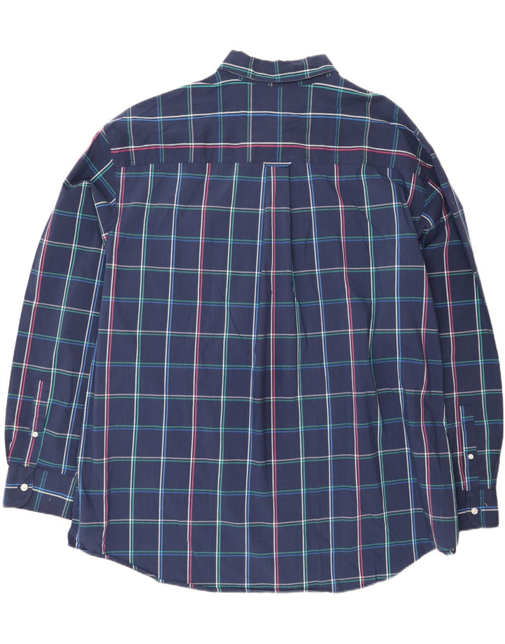 Chaps Mens Stretch Shirt 3XL Navy Blue Check Cotton