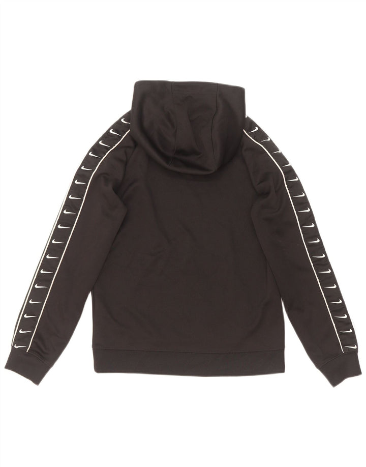 Nike Boys Graphic Hoodie Jumper 10-11 Years Medium Black Polyester