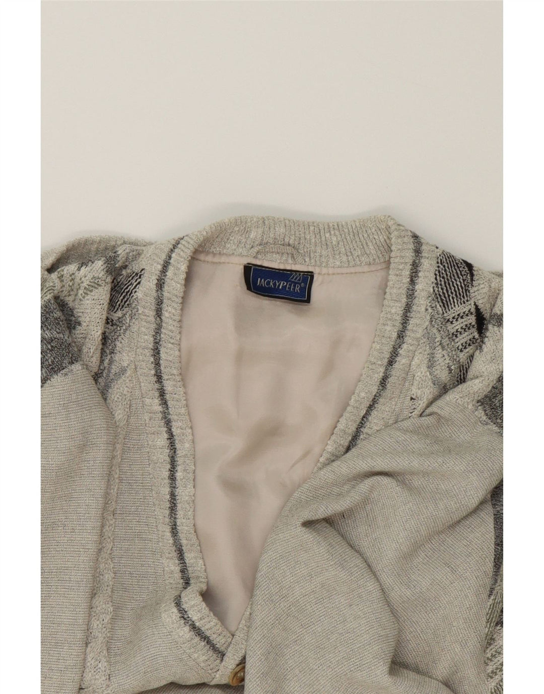 VINTAGE Mens Jumper Sweater IT 52 Large Grey Geometric Cotton Vintage Vintage and Second-Hand Vintage from Messina Hembry 