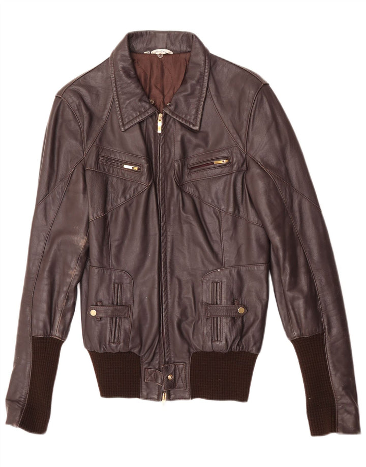 Vintage Womens Leather Jacket IT 46 Large Brown Leather