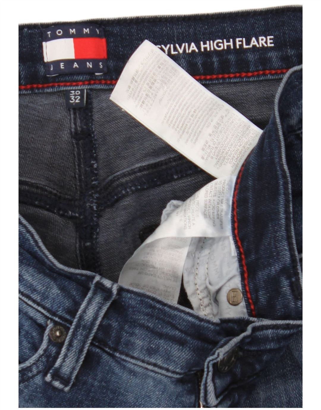 Tommy Hilfiger Womens Sylvia Flared Jeans W30 L32 Navy Blue Cotton