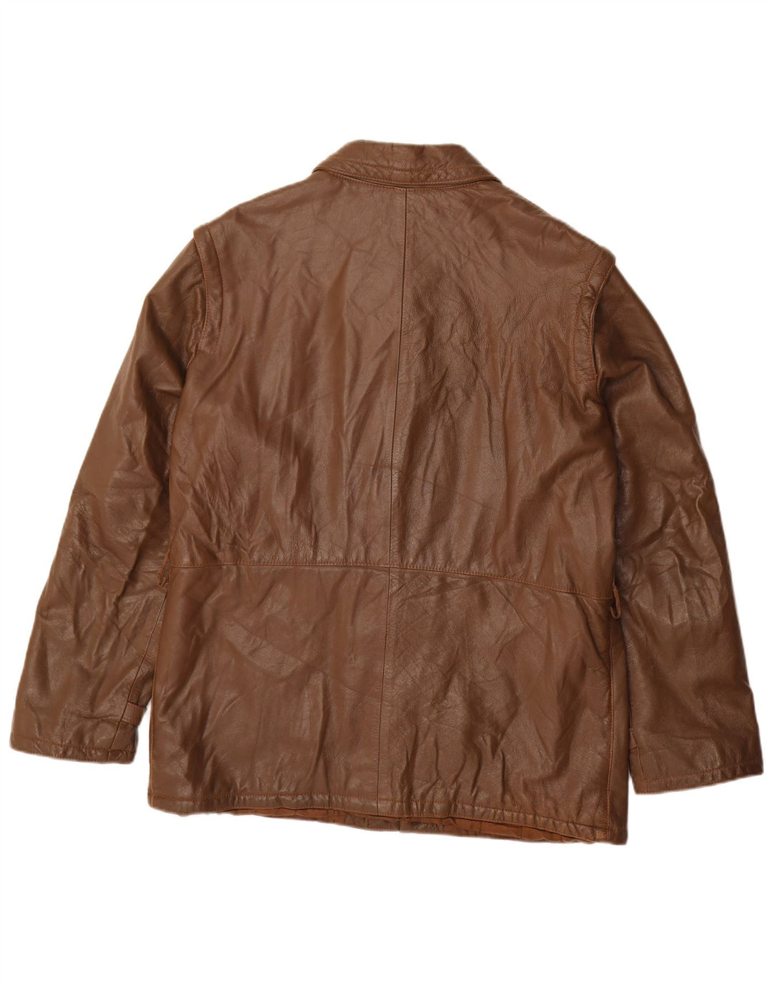 VINTAGE Mens Leather Jacket IT 52 XL Brown