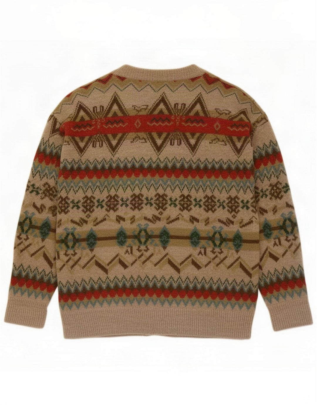 Quadro Mens Cardigan Sweater Medium Beige Geometric
