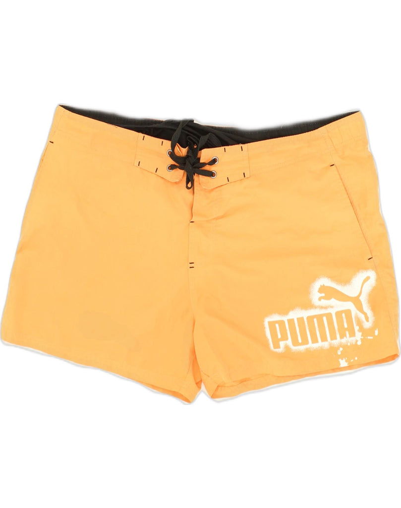 PUMA Mens Graphic Swimming Shorts XL Orange Polyester | Vintage Puma | Thrift | Second-Hand Puma | Used Clothing | Messina Hembry 