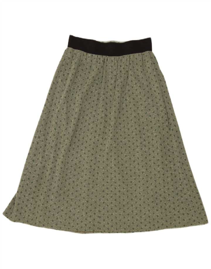 Vintage Womens Midi Skirt IT 42 Medium W30 Green Spotted Polyester