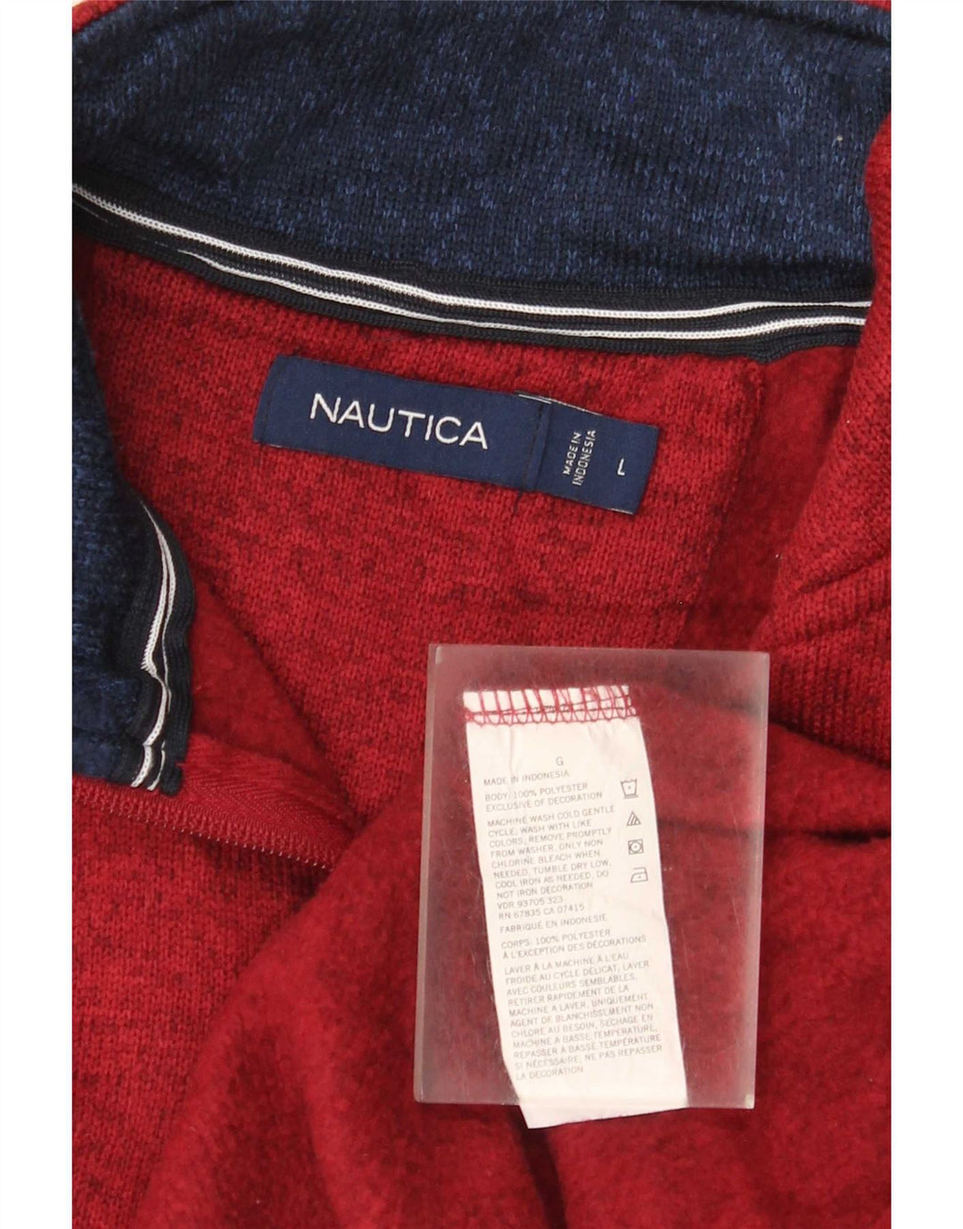 Nautica Mens Zip Neck Sweatshirt Jumper Large Burgundy Flecked Polyester