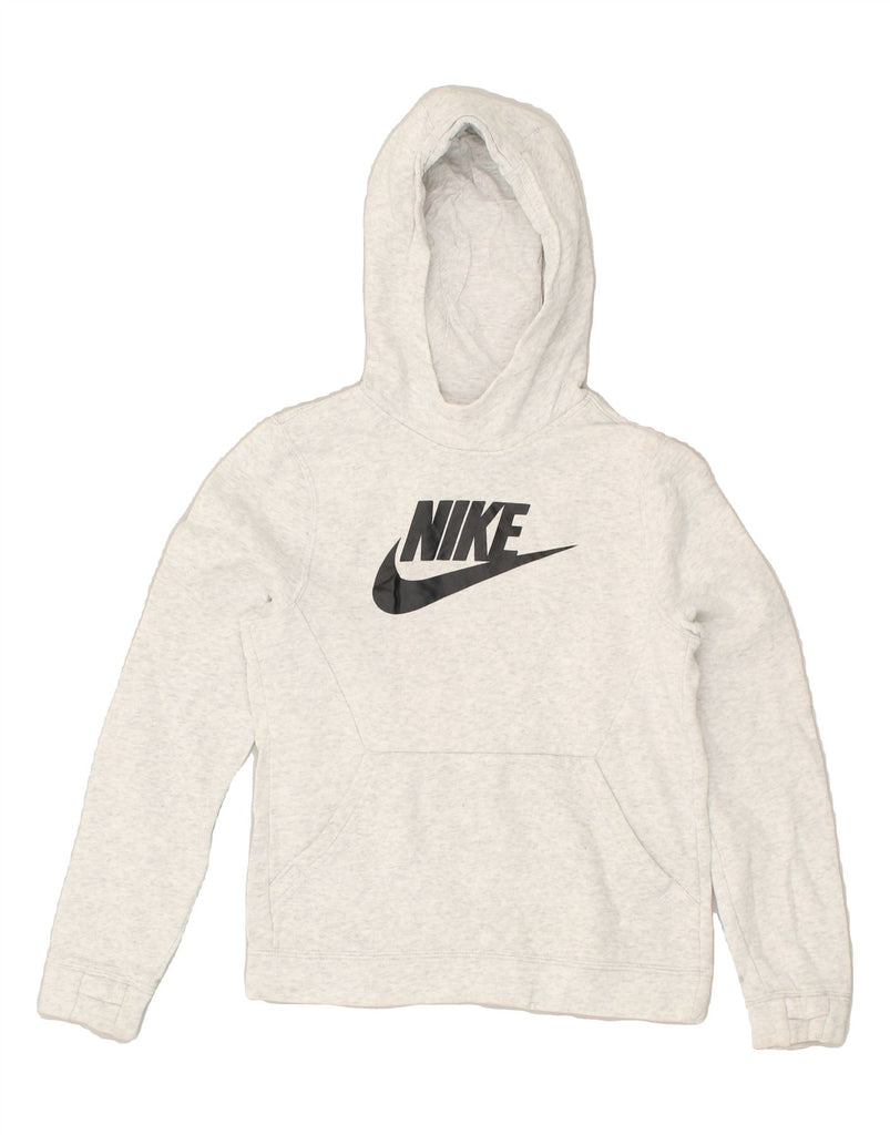 NIKE Boys Graphic Hoodie Jumper 8-9 Years Small Grey Cotton | Vintage Nike | Thrift | Second-Hand Nike | Used Clothing | Messina Hembry 