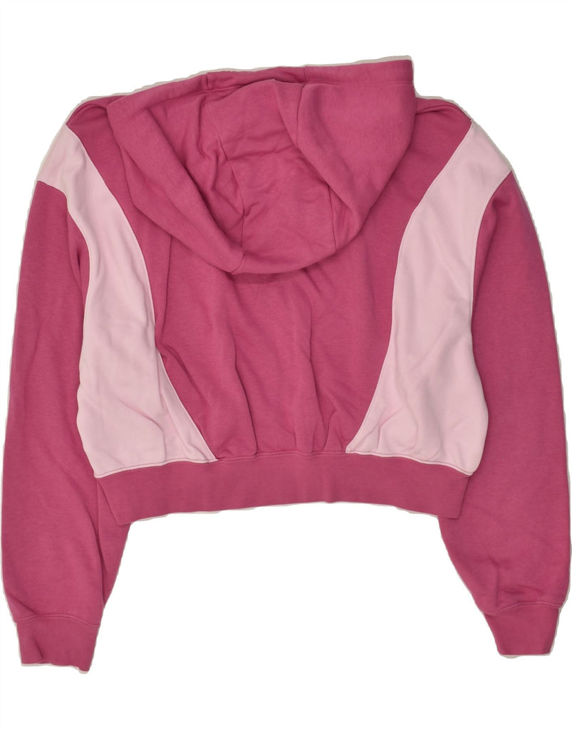 NIKE Womens Air Oversized Crop Hoodie Jumper UK 14 Medium Pink Colourblock Vintage Nike and Second-Hand Nike from Messina Hembry 