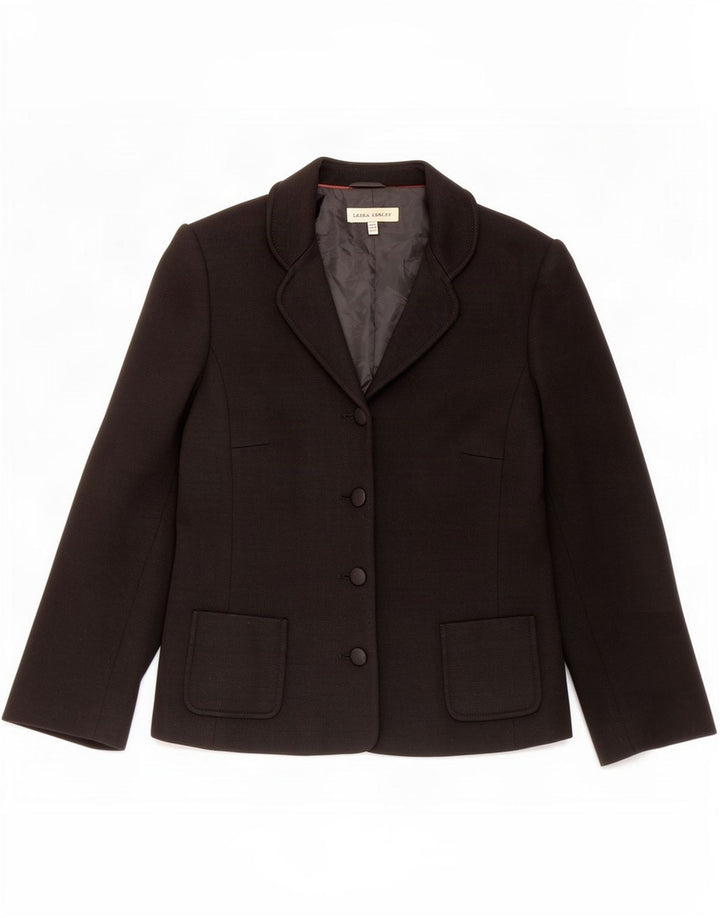 Laura Ashley Womens 4 Button Blazer Jacket UK 14 Large Black Acrylic