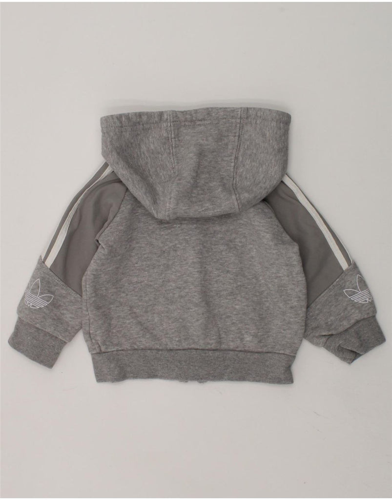 ADIDAS Baby Boys Zip Hoodie Sweater 3-6 Months Grey Cotton | Vintage Adidas | Thrift | Second-Hand Adidas | Used Clothing | Messina Hembry 