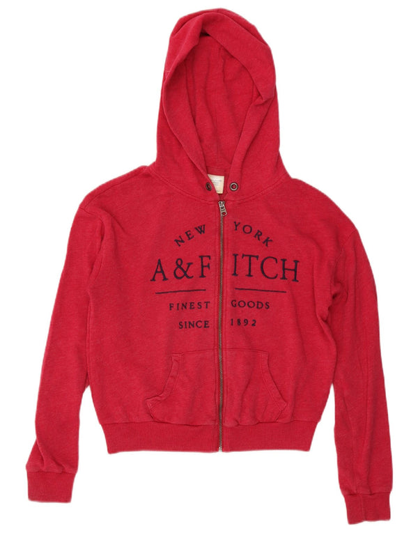 ABERCROMBIE & FITCH Womens Crop Zip Hoodie Sweater UK 14 Medium Pink