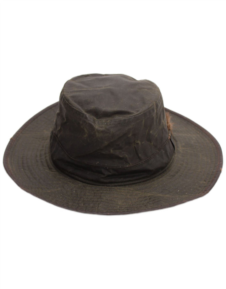 Vintage Mens Waxed Bucket Hat Large Khaki Cotton
