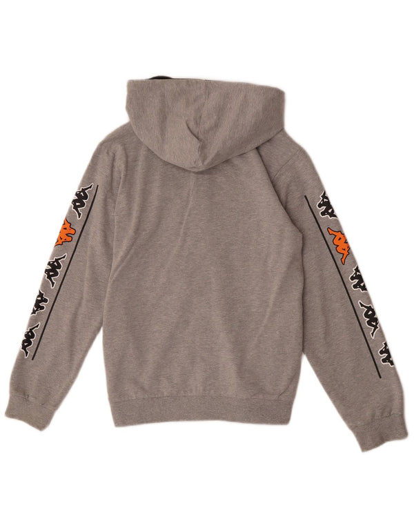 Kappa Boys Graphic Zip Hoodie Sweater 9-10 Years Grey Cotton