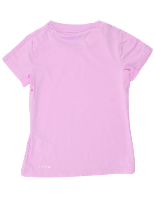 Adidas Girls Aeroready T-Shirt Top 7-8 Years Purple Polyester