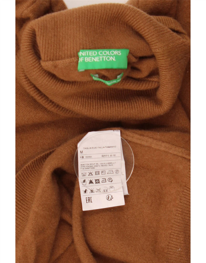 Benetton Womens Crop Roll Neck Jumper Sweater UK 12 Medium Brown