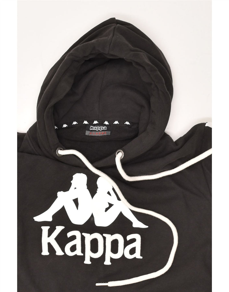 KAPPA Womens Graphic Hoodie Jumper UK 18 XL Black Cotton | Vintage Kappa | Thrift | Second-Hand Kappa | Used Clothing | Messina Hembry 