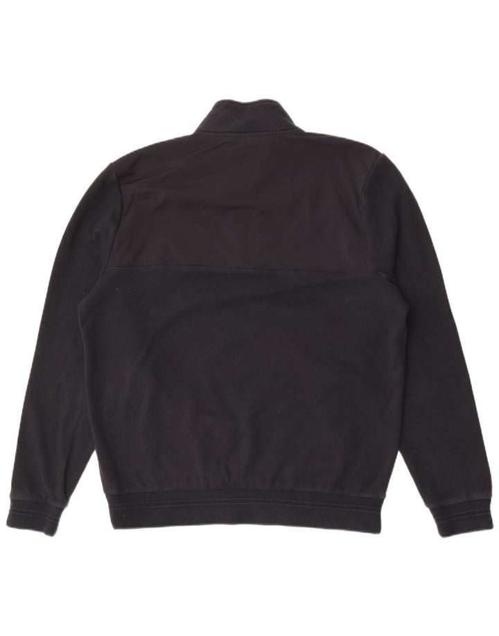 CREW CLOTHING Mens Zip Neck Sweatshirt Jumper Large Black Colourblock