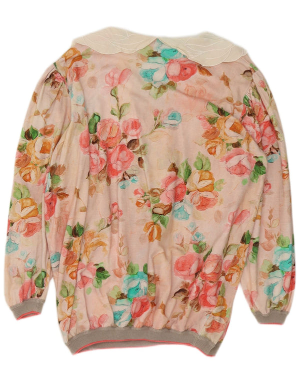 Vintage Womens Oversized Blouse Top IT 48 XL Multicoloured Floral Cotton