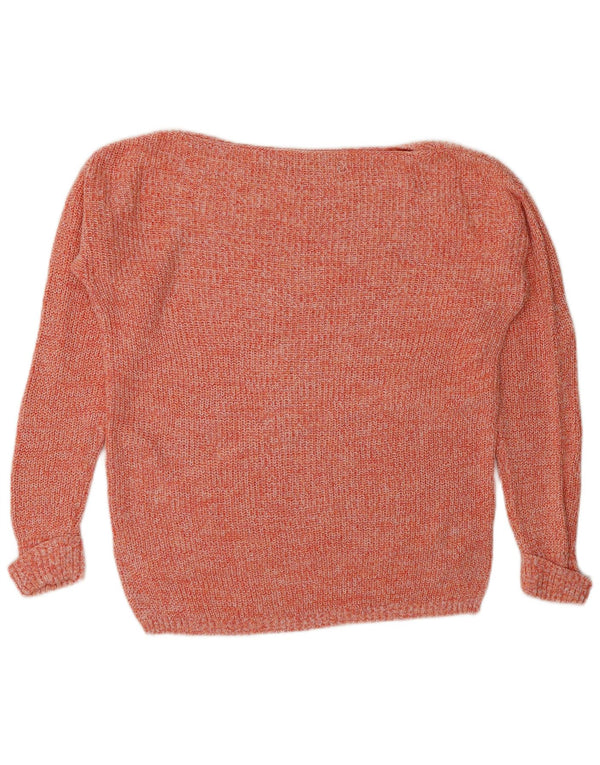 Marks & Spencer Womens Boat Neck Jumper Sweater UK 10 Small Orange Flecked