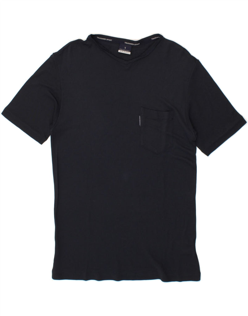 TRUSSARDI Mens T-Shirt Top Medium Navy Blue Acetate Vintage Trussardi and Second-Hand Trussardi from Messina Hembry 
