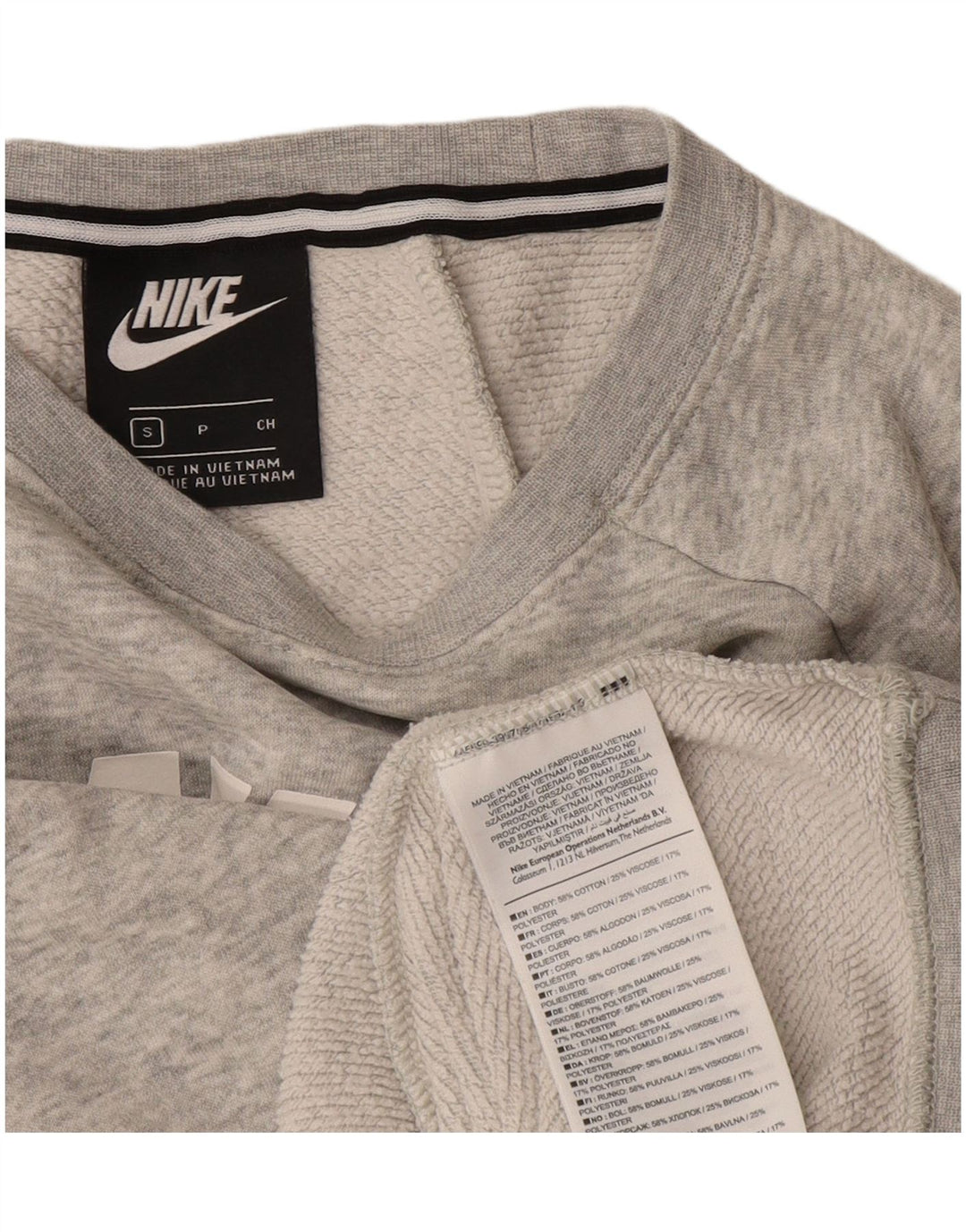 Nike Womens Graphic Oversized Sweatshirt Jumper UK 10 Small Grey Cotton
