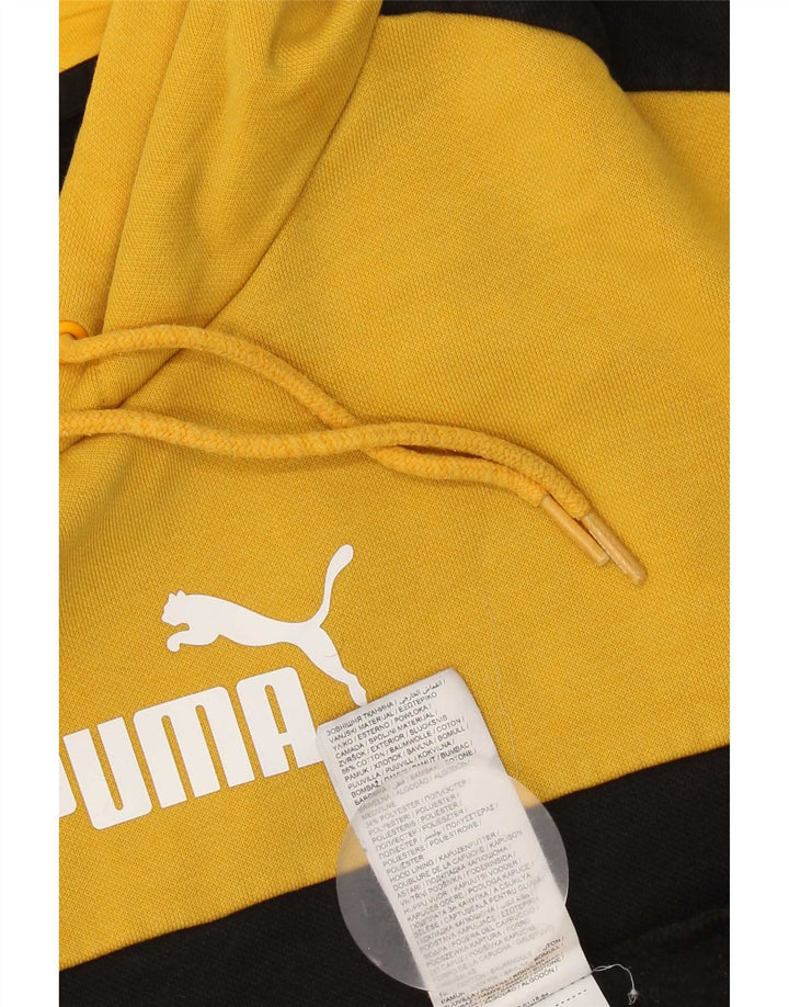 Puma Mens Hoodie Jumper Medium Yellow Colourblock Cotton