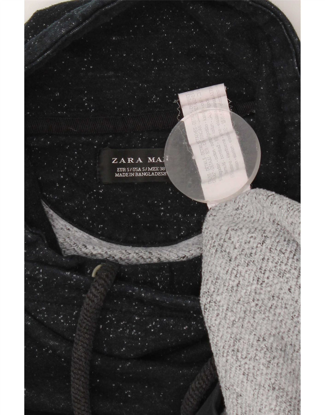 Zara Mens Sweatshirt Jumper Small Navy Blue Flecked Cotton