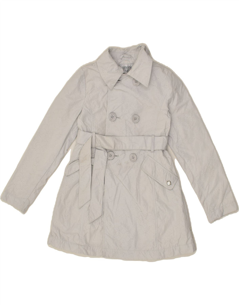 ARMANI JUNIOR Girls Trench Coat 7-8 Years Grey Polyester | Vintage Armani Junior | Thrift | Second-Hand Armani Junior | Used Clothing | Messina Hembry 