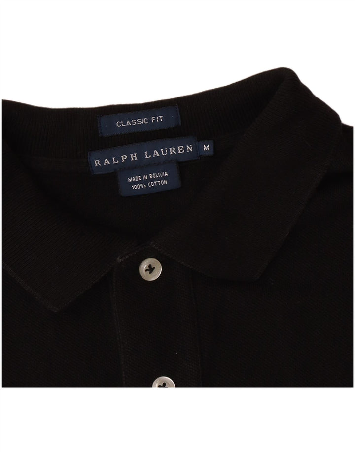 Ralph Lauren Womens Classic Fit Polo Shirt UK 14 Medium Black Cotton